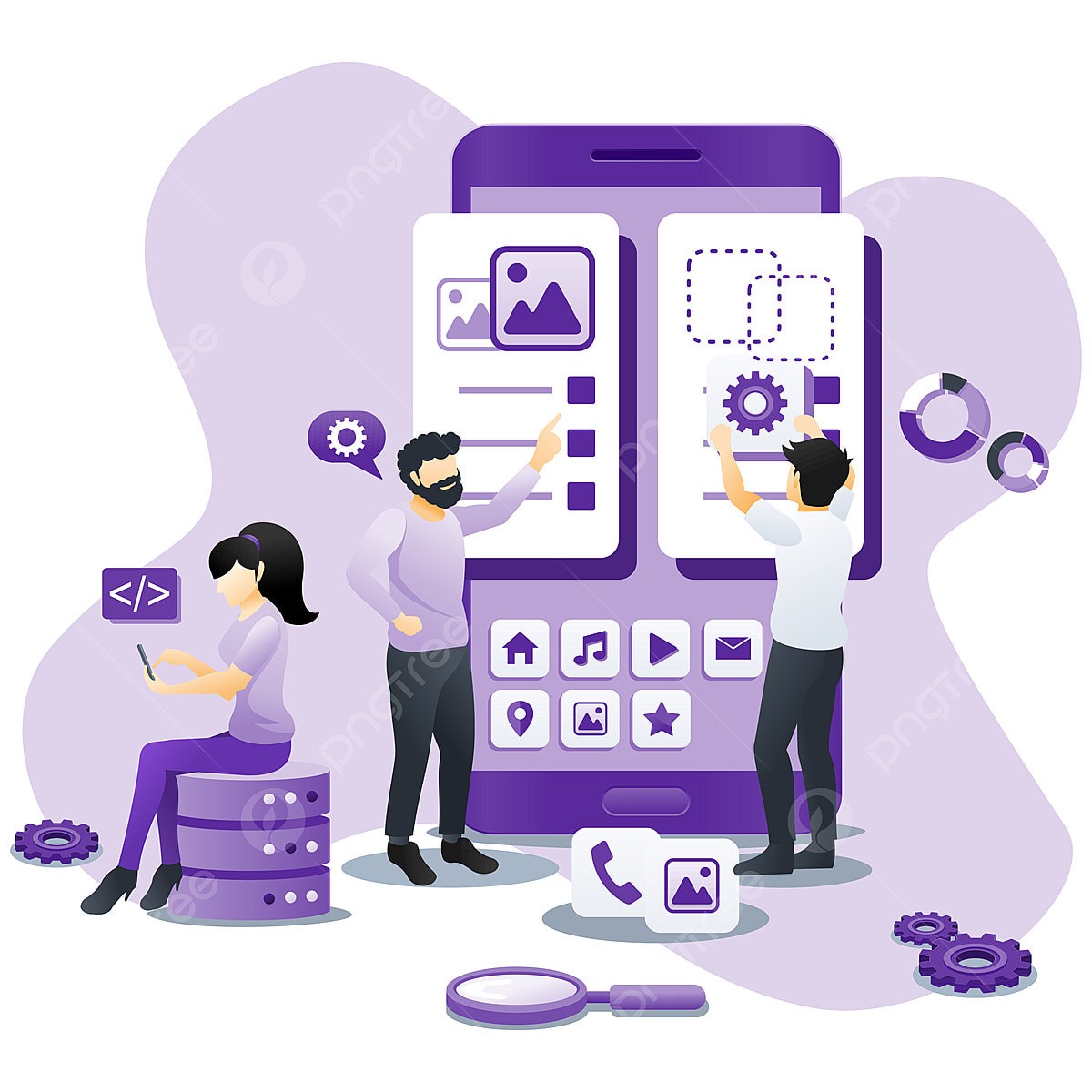 Modern Flat Design Concept Of Ui Ux Design With Characters And ...